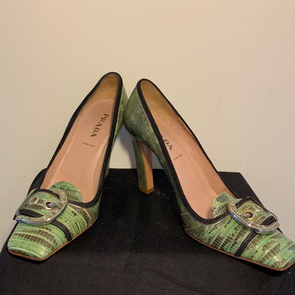 Prada Green Snake Skin High Heels